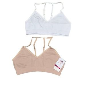 Maidenform Girl 2 Pack Seamless White & Beige Beginner Bras NWT SZ L